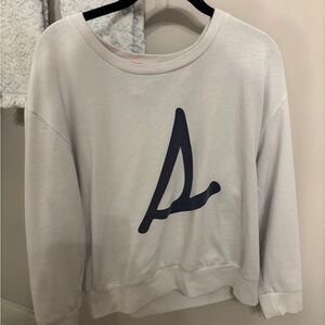 White and blue Graphic Women's Top